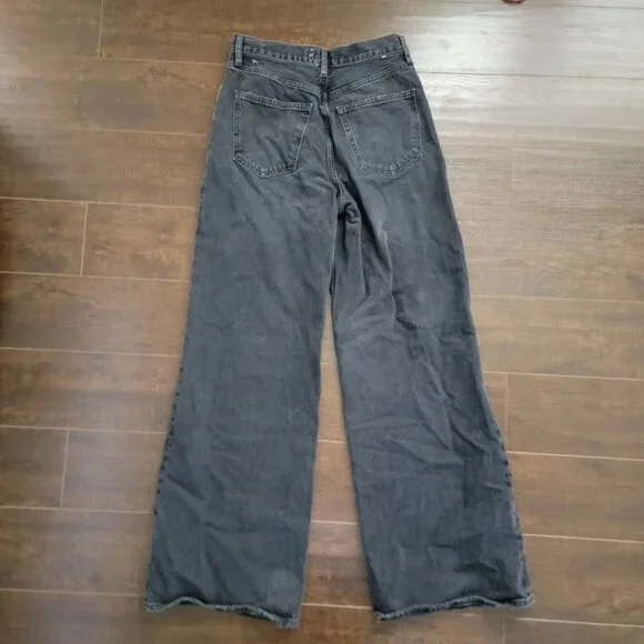 Agolde Wide Leg Flare Jeans - Washed Black - Picture 3 of 6